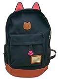 AM Landen CAT Ears Backpack Kid Backpack Travel Daypack Handbag(Black-Large)