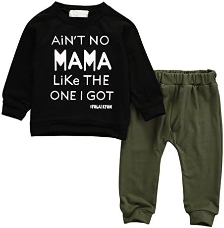 Angelchild Baby Boys Toddler Kids Long Sleeve Printed Tops Pants Leggings Outfits Clothes Set Green 100