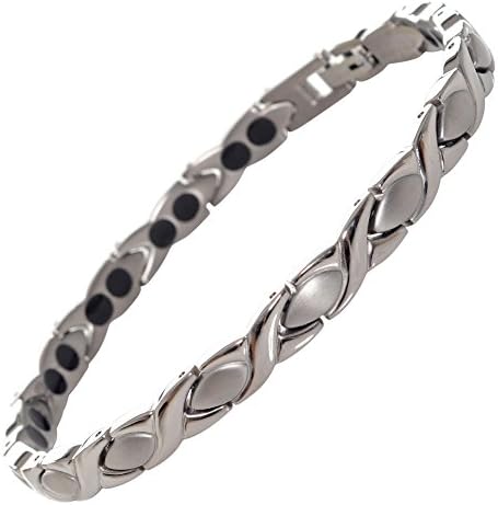 Titanium Magnetic Bracelet Double Strength - Natural Pain Relief Therapy by Mind n Body (Silver)