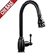 Comllen Best Antique Pull Out Sprayer Oil Rubbed Bronze Single Handle Pull Down Kitchen Sink Faucet, Single Lever Kitchen Faucet Without Deck Plate