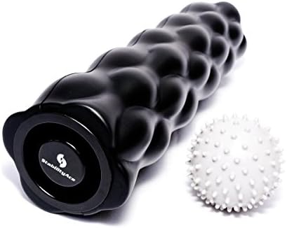 StabilityAce 18" Deep Tissue Exercise Therapy Roller with Massage Ball (Black)