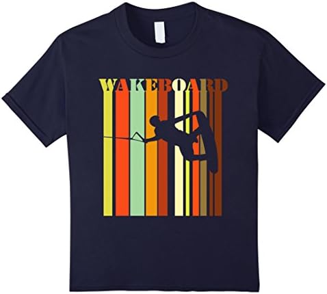 Kids Retro Colors Wakeboard Skurfer T-Shirt 6 Navy