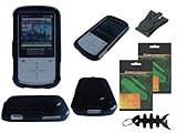 iShoppingdeals - Black Snap On Hard Shell Case Cover, Screen Protector, Beltclip for Sandisk Sansa Fuze+ Plus