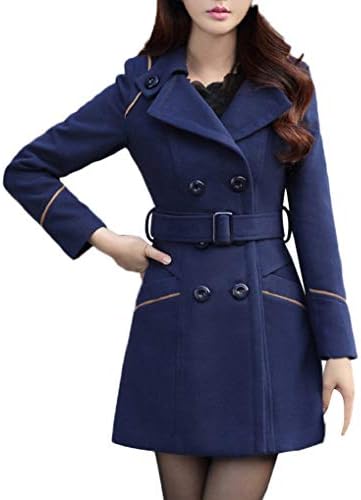TUDUZ Sale Women Artificial Wool Double Breasted Coat Ladies Elegant Slim Long Sleeve Business Work Office Turn-Down Jacket with Belt