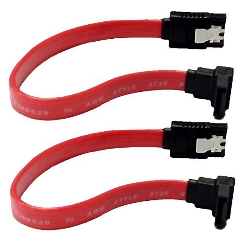 2-Pack Red 90 Degree Right-Angle 6.0 Gbps SATA III Data Cable with Locking Latch Plug 180mm/7.08inch