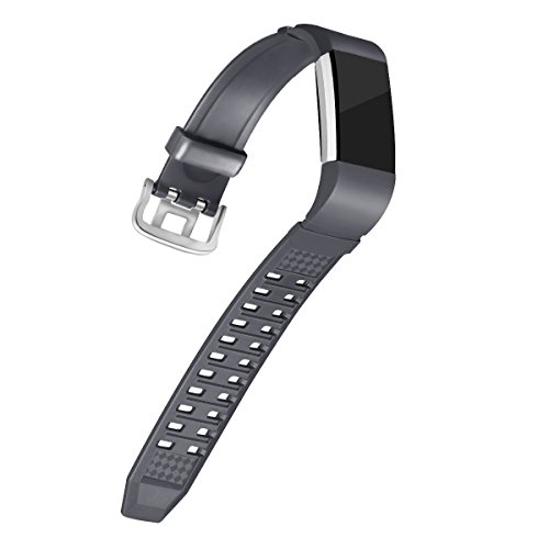 MoreToys Silicone Adjustable Replacement Accessory Sport Watch Band Wrist Strap Bracelet for Fitbit Charge 2 Fitness Wristband (Gray)