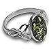 Sterling Silver Green Amber Celtic Knot Oval Ring