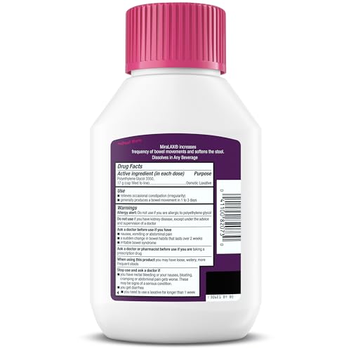 MIRALAX LAXATIVE POWDER, GENTLE CONSTIPATION RELIEF, PEG 3350, PHYSICIAN RECOMMENDED, NO HARSH SIDE EFFECTS, 14 DOSE