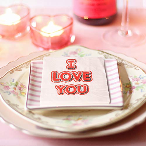 image for Xieda 80 Pack Valentine's Day Disposable Paper Napkins Cocktail Bevera