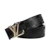 LV Fashion Leather Metal Buckle Belt, Luxury Designer Dress Black Belts Unisex
