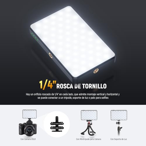 NEEWER Básico LED Selfie Luz Teléfono, Luz Relleno con Clip Recargable 2500-9000K, Películas en Color/Difusor/3000mAh, Luz Videoconferencia Regulable CRI95+ para iPhone Cámara Laptop Zoom Call,BL120B