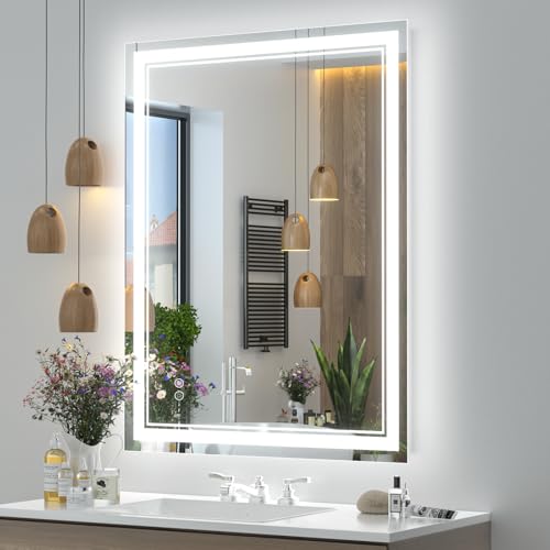 OKPAL LED Bathroom Mirror Anti-fog Lighted Bathroom