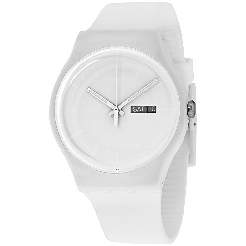 Swatch SUOW701 rebel white dial plastic strap unisex watch NEW