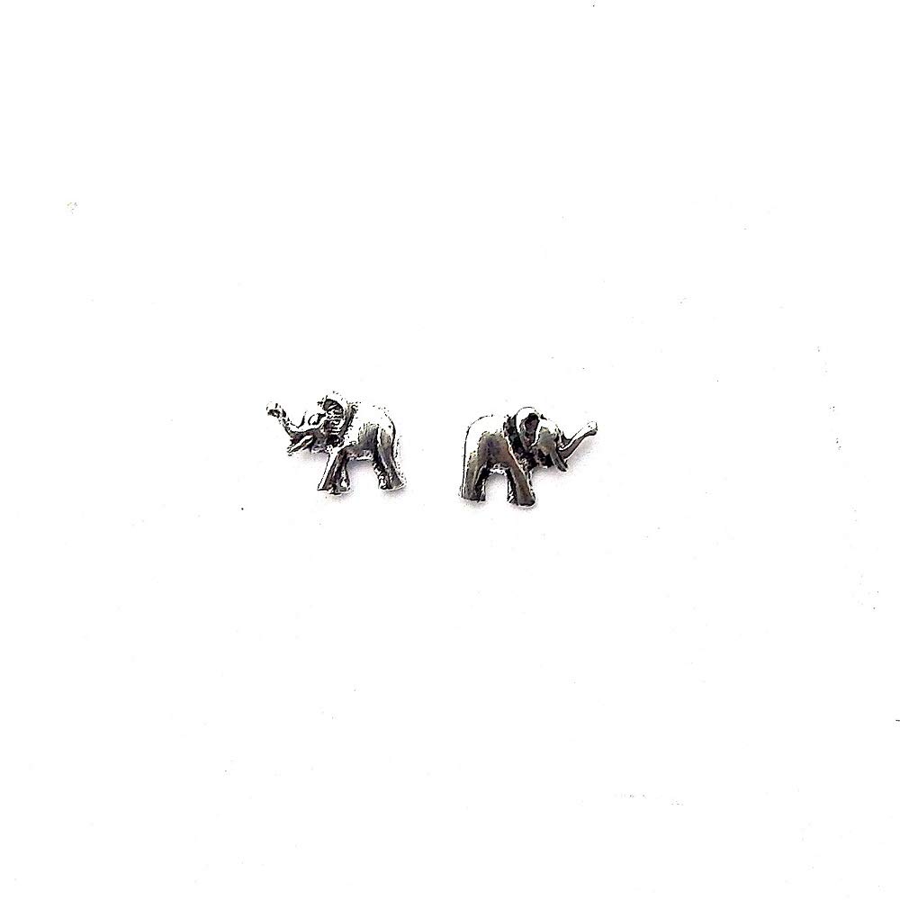 Dainty Sterling Silver Studs - Feather Angel Wings Butterfly Cat Unicorn Celtic Tree of Life Hearts - Fine Earrings Gift Boxed For Girls Women Unisex (Elephant) — image 1