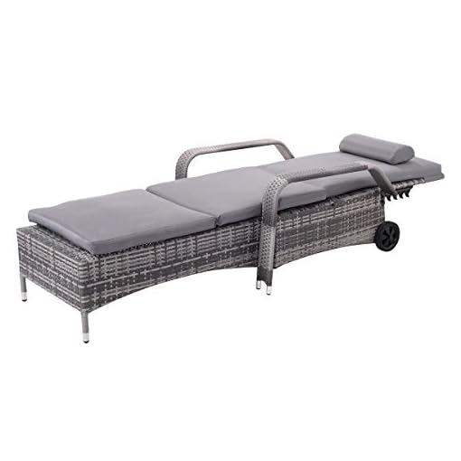 Tangkula Patio Chaise Lounge Chair with Armrest Headrest & Wheels