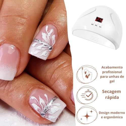 Cabine LED UV para Unhas Gel - Secagem Rápida de Esmalte - Temporizador 30 60 90s - Uso Profissional e Doméstico - Portátil Secador de Unhas UV LED - UpShop