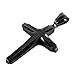 HZMAN Mens Polished Stainless Steel Black Cross Pendant Necklace 24 Inches Chain