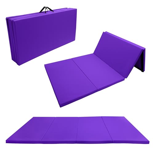Fitvids 4'x8'x2" Folding Gymnastics Mat, Home Exercise Mat with Carrying Handles, Gym Workout Tumbling Mat for Yoga, Pilates, Stretching, MMA, Core Workouts, Fitness Aerobics Mats for Gym Training, Multiple by Fitvids - Used condition - US$46.63