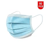 (50 Masks) Disposable Masks- FDA Certified- with Elastic Ear Loop 3 Ply Breathable and Comfortable