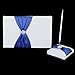 Tinksky Wedding Guest Book + Pen + Pen Stand + Ring Pillow + Flower Basket Set (White + Royal Blue)