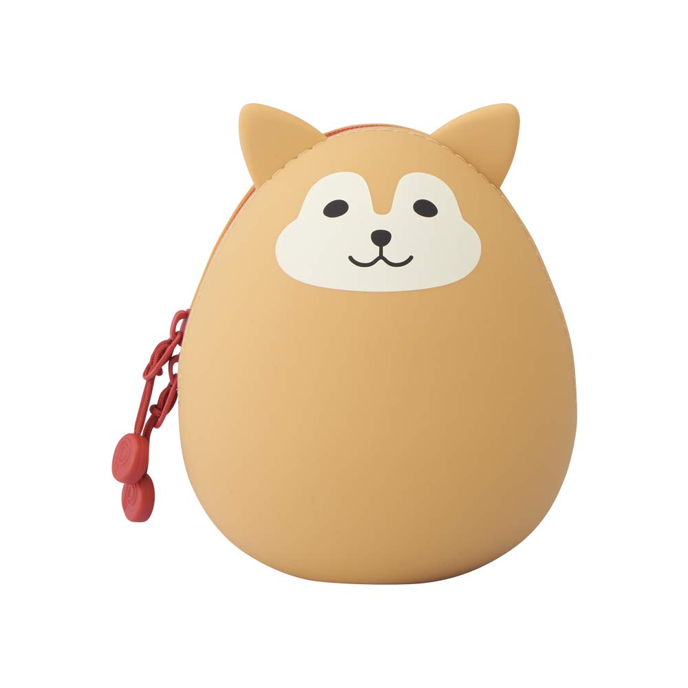 LIHIT LAB PuniLabo Mini Zipper Pouch, Egg-Shaped, 2.2" x 2.4", Shiba Dog (A7782-2)