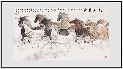 Horses Chinese Style Ink Painting on Canvas Frameless Home Decor Best Wishes for Family Wall Hanging