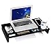 SONGMICS Bamboo Monitor Stand Riser with Storage Organizer Laptop Cellphone TV Printer Stand Desktop Container Black ULLD201H