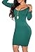 LaSuiveur Womens Long Sleeves Crewneck Bodycon Bandage Midi Evening Dresses
