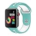 GHIJKL Sports Band Compatible for Apple Watch 38mm 40mm, Soft Silicone Replacement iWatch Wristband Compatible for Apple Watch Sport, Series 1, 2, 3, 4-Teal/White-38mm, 40mm