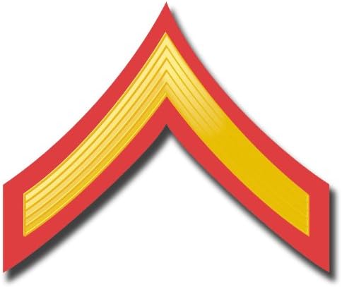 US Marine E-2 Private First Class Red/Gold Chevron Rank Insignia Decal Sticker 3.8"