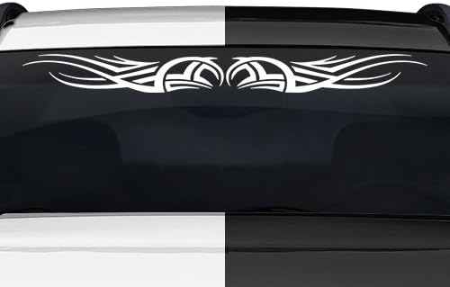 Sticky Creations - Design #111 Tribal Scroll Curls Windshield Decal Sticker Vinyl Graphic Rear Back Window Banner Tailgate Car Truck Van SUV Boat Go Cart Trailer Wall | 36"x4.25" - White