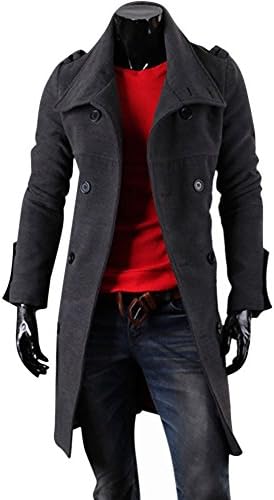 Gabbriell Men's Stylish Double Breasted Slit Back Trench Coat Long Jacket