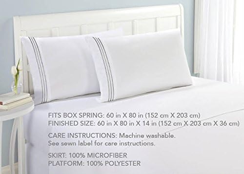 Hotel Linen Collection Classic Design Microfiber Queen Bed Skirts, White
