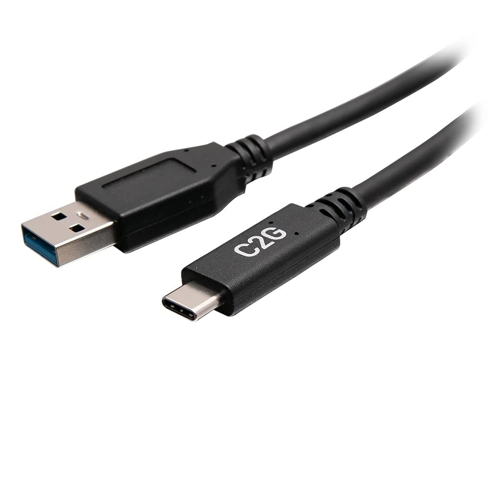 C2G 0.3M (1ft) USB-C® to USB-A SuperSpeed USB 3.2 GEN 1. 5Gbps Data Transfer and 3A, 60 Watt Charging Cable - Male to Male - Black