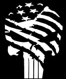 American Flag Punisher Vinyl Decal Sticker|Car Truck Van Wall Laptop|WHITE|5.5 In|KCD678