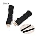 Womens Crochet Knit Fingerless Arm Warmers With Thumb Hole Super Long Winter Cold Weather Gloves Mittens(Black)