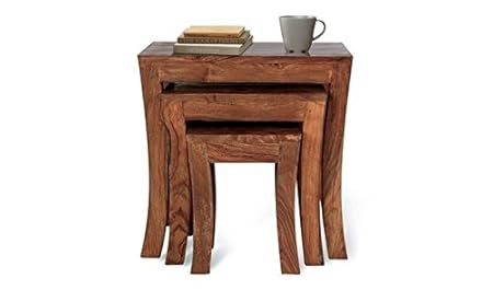 Ringabell Solid Wood Nesting Tables (Teak Finish, Brown)