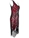 Flapper Girl Women's Vintage 1920s Sequin Beaded Tassels Hem Flapper Dress (S, Burgundy)