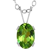 Gem Stone King 0.90 Ct Oval Emerald Envy Topaz 14K White Gold Pendant