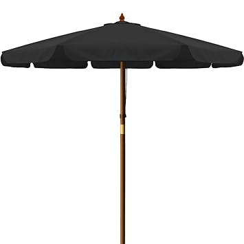 Deuba Sonnenschirm I Holz I Ø 330cm I Schwarz I stabile Verstrebungen I wasserabweisend - Gartenschirm Terrassenschirm Markts