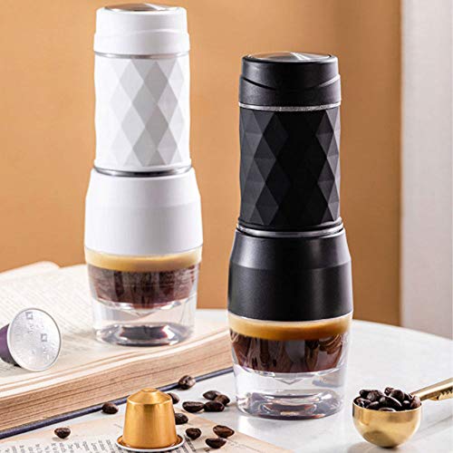 MaSYZBF Tragbare manuelle Espressomaschine, handliche Espressomaschine, tragbare 2-in-1-Kaffeemaschine für Kapseln und… – Bild 3