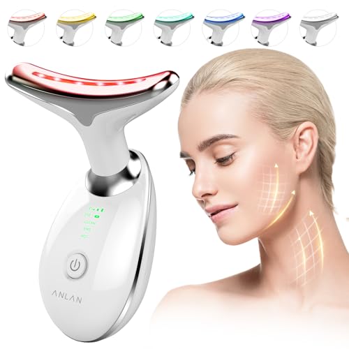 Masajeador Facial Reafirmante, Masajeador Cara Cuello Electrico para Reducir Microcorrientes Lifting Antiarrugas, EMS GUA SHA Dispositivos con 7 Colores Luz Terapia