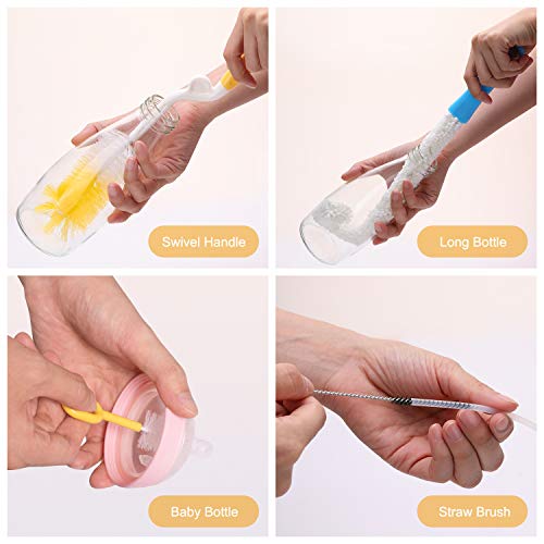 Multipurpose Bottle Brush Set, SEFONE 22 Pcs Stainless Steel Cleaning Brush Cleaner for Washing Cup Mug Straw Brewing Wine Beer Bottle Newborn Feeding Tube Bonus with 1 Pcs Microfiber Cloth