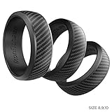 Ikonfitness Silicone Wedding Ring for Men and Women - 3 Pack Rubber Wedding Band in Three Different Sizes - for Work, Mechanics, Sports, Workout Ring - Come with a Gift Box (Black, Size 8,9,10)