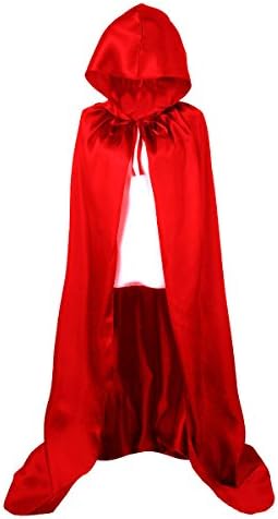 Beauty Bloom Unisex Full Length Hooded Cloak Halloween Cape Costume, 59" Red