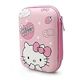 Dolopow Earbud Case Headphone Organizer Hard Shockproof Earphone Case Storage Bag for Airpods Earbuds Earphone Headset USB Cable Charger Bluetooth Wired Headset and Something You Like - Hello Kitty