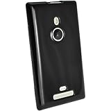 iGadgitz Black Glossy Durable Crystal Gel Skin (TPU) Case Cover for Nokia Lumia 925 Windows Smartphone Cell Phone + Screen Protector
