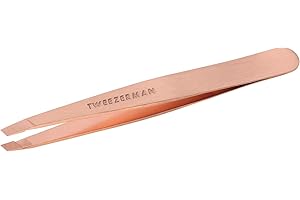 Tweezerman Stainless Steel Slant Tweezer - Eyebrow Tweezers for Women and Men (Rose Gold)