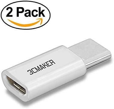(3CMaker) USB-C to Micro USB Adapter Type C Male to USB micro B Female Supported Type-C Devices-White(2pack)