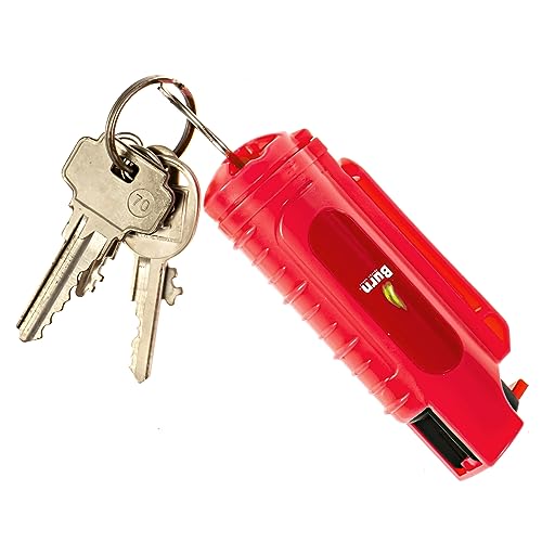 Burn Pepper Spray Keychain for Self Defense Max Strength OC Spray 1/2oz Molded Case Red